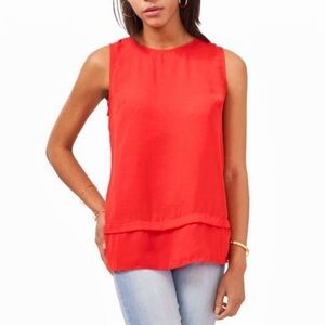 EMMA & OLIVIA Layered Tiered Sleeveless Swing Salmon Pink Coral Top Size Large